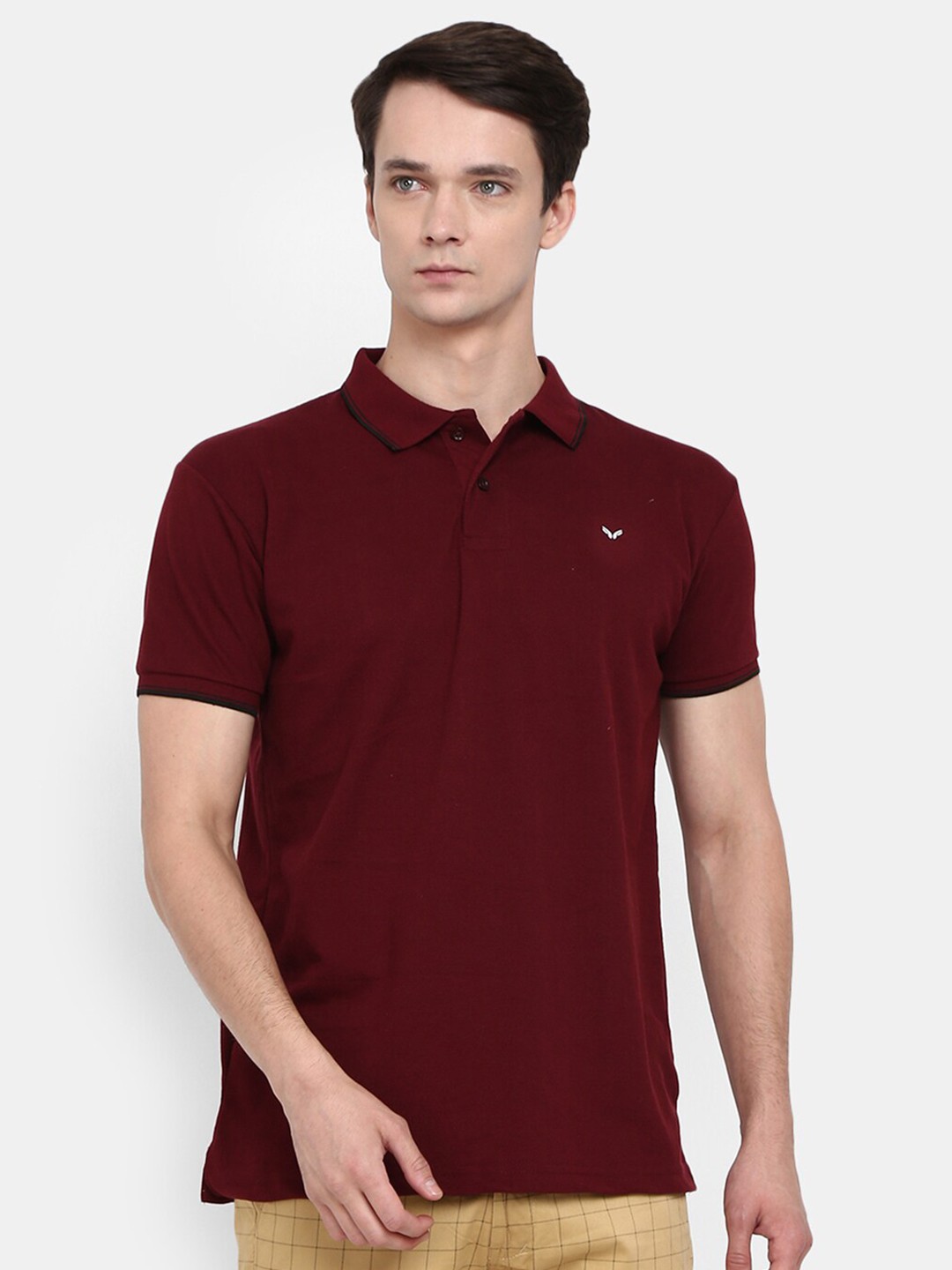 

V-Mart Polo Collar Short Sleeves Cotton T-shirt, Maroon