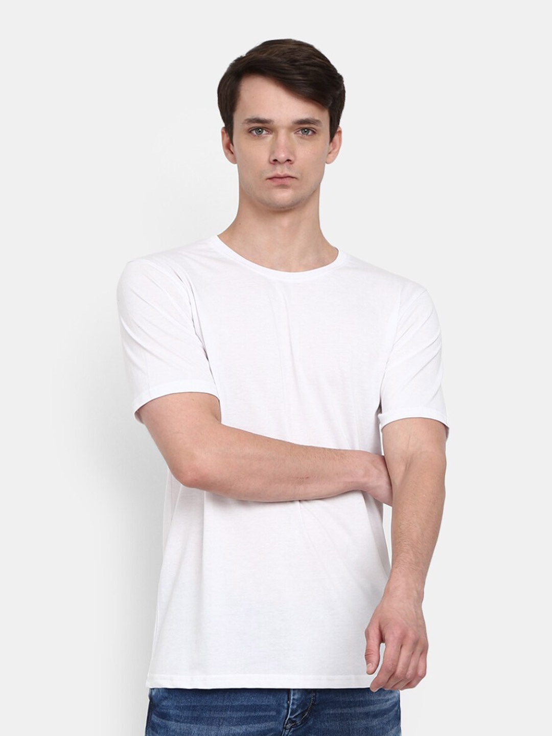 

V-Mart Round Neck Cotton T-shirt, White