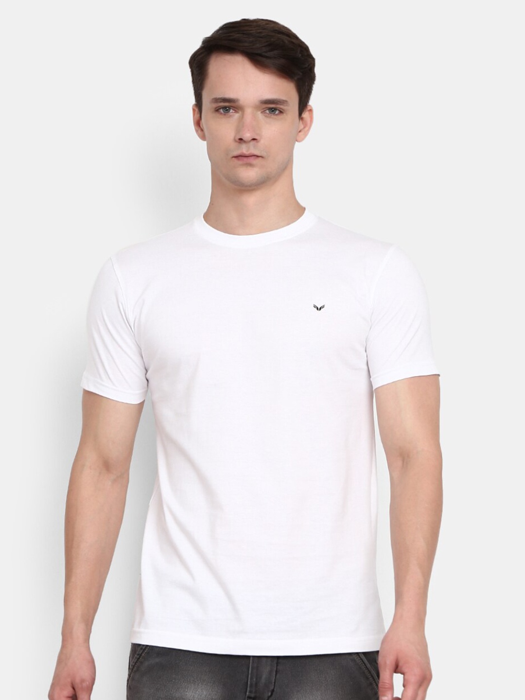 

V-Mart Round Neck Short Sleeves Cotton Slim Fit T-shirt, White