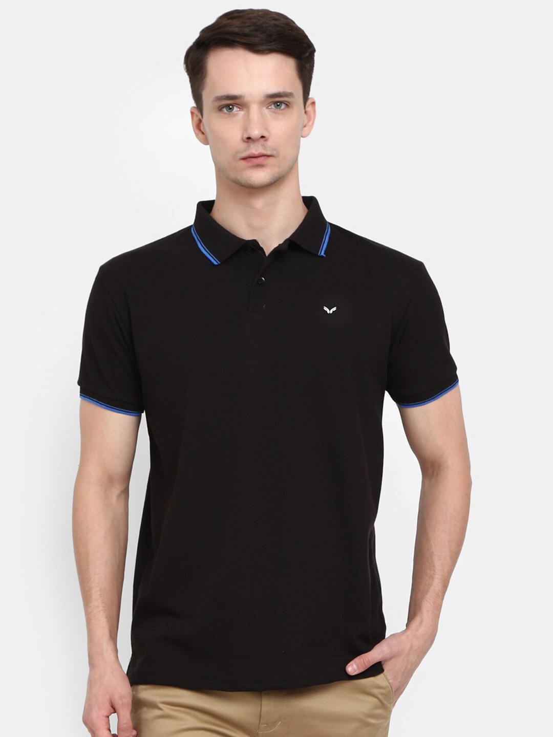 

V-Mart Polo Collar Short Sleeves Cotton T-shirt, Black