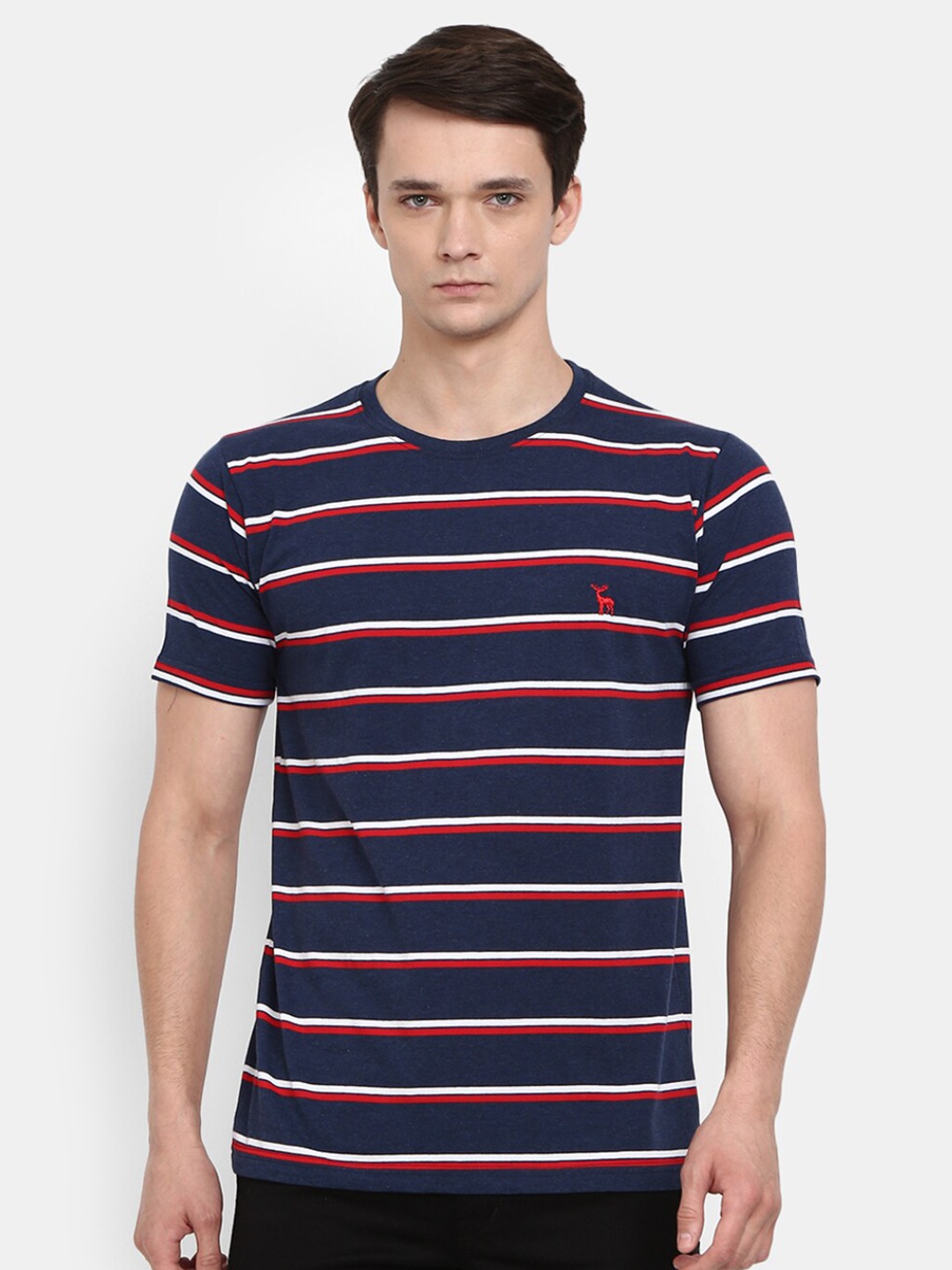 

V-Mart Striped Slim Fit T-shirt, Navy blue