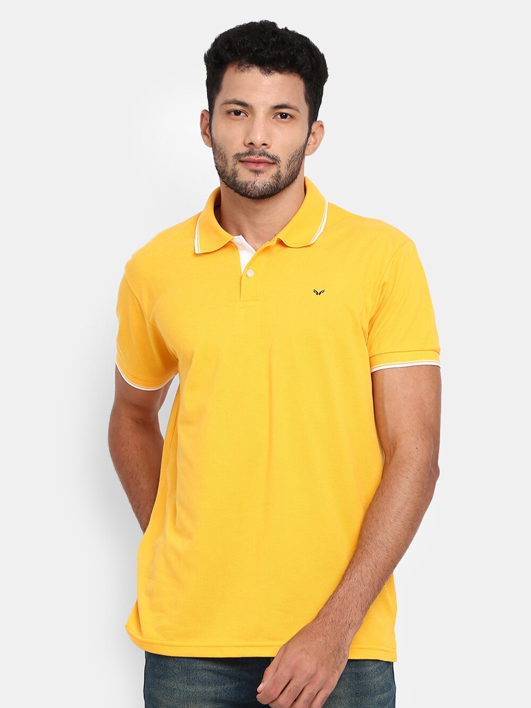 

V-Mart Polo Collar Half Sleeve Cotton T-shirt, Mustard
