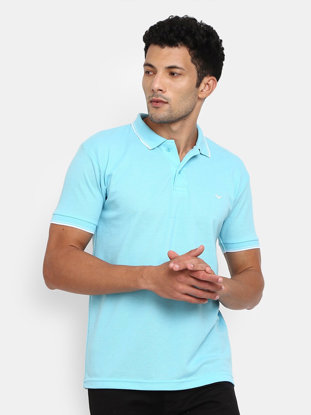 

V-Mart Polo Collar Short Sleeves Cotton T-shirt, Blue