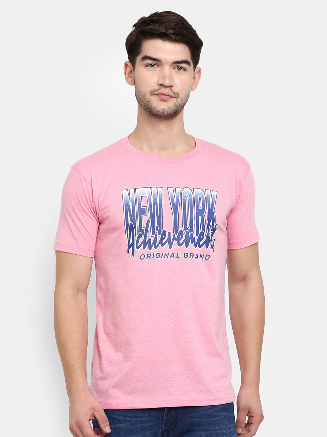 

V-Mart Men Typography Printed Cotton T-shirt, Pink