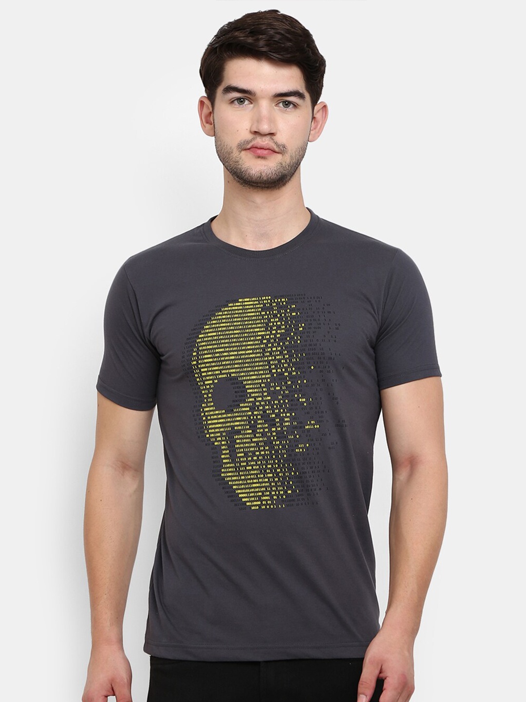 

V-Mart Graphic Printed Slim Fit T-shirt, Grey