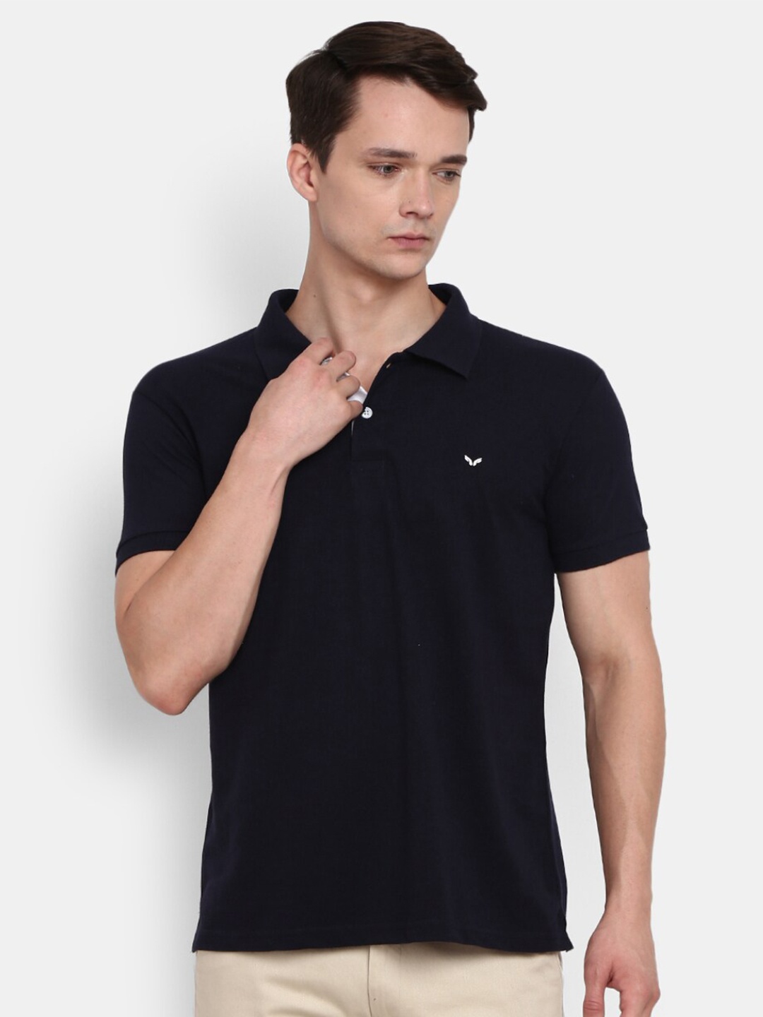 

V-Mart Polo Collar Short Sleeves Cotton T-shirt, Black