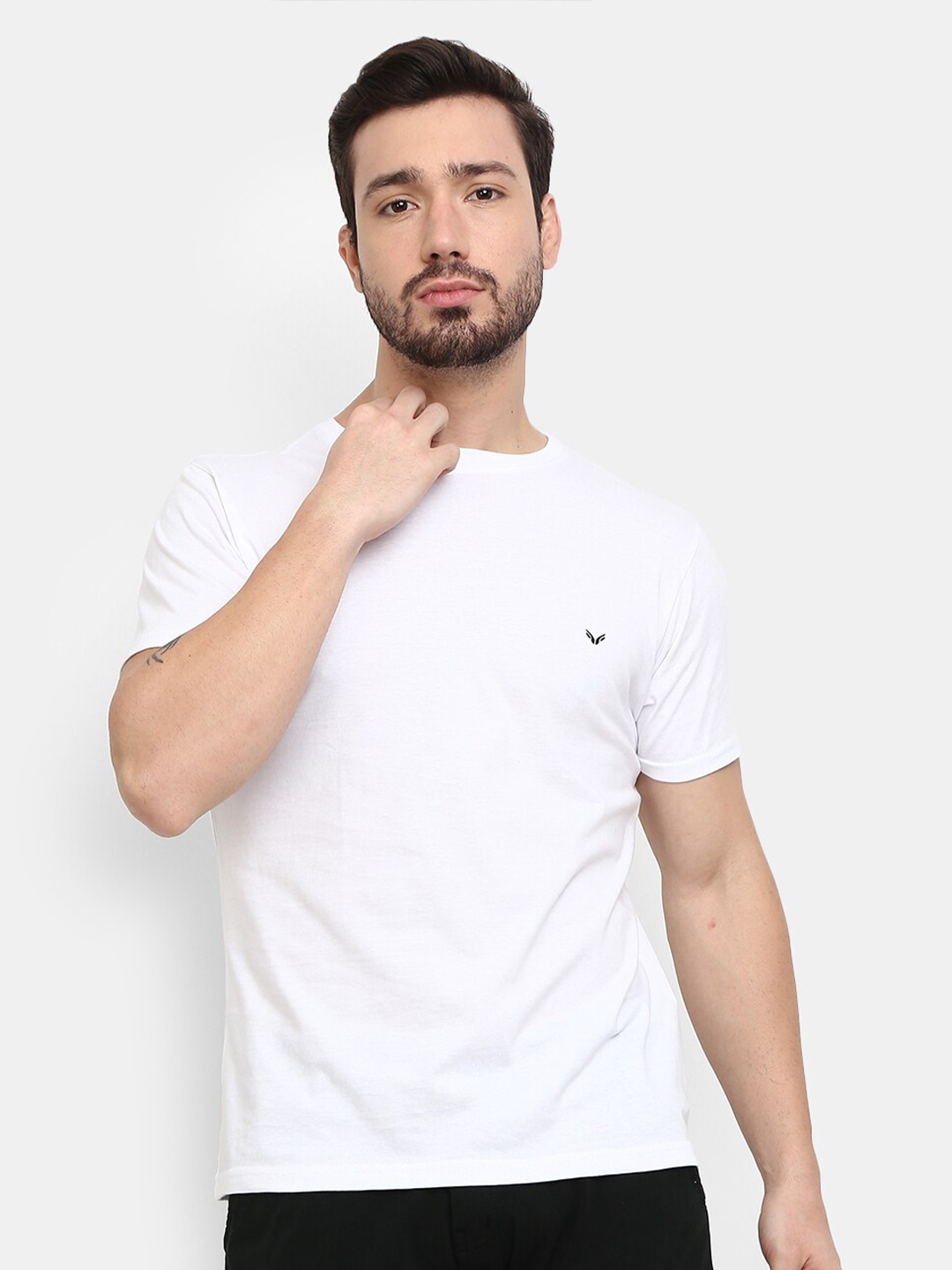 

V-Mart Round Neck Short Sleeves Cotton Slim Fit T-shirt, White