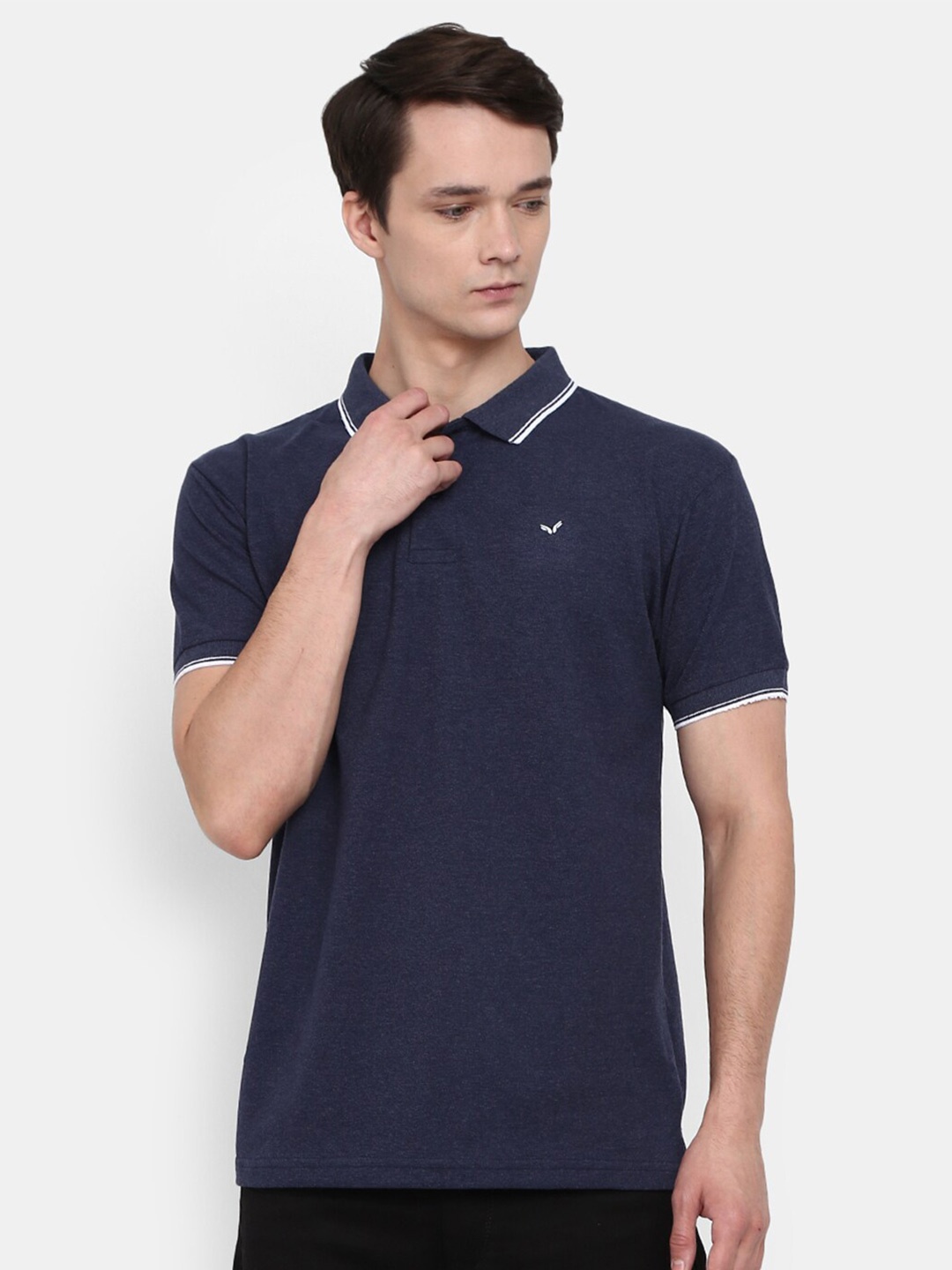 

V-Mart Polo Collar Short Sleeves Cotton T-shirt, Navy blue