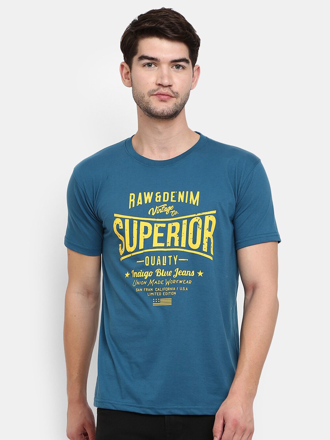 

V-Mart Typography Printed T-shirt, Teal