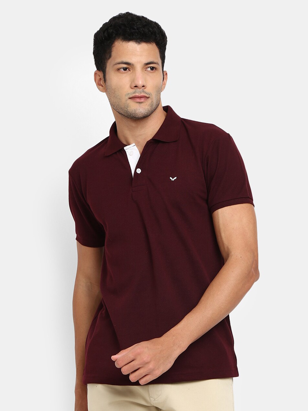 

V-Mart Polo Collar Short Sleeves Cotton T-Shirt, Maroon