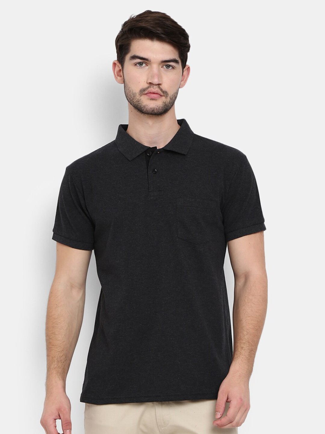 

V-Mart Polo Collar Short Sleeves Cotton T-shirt, Grey
