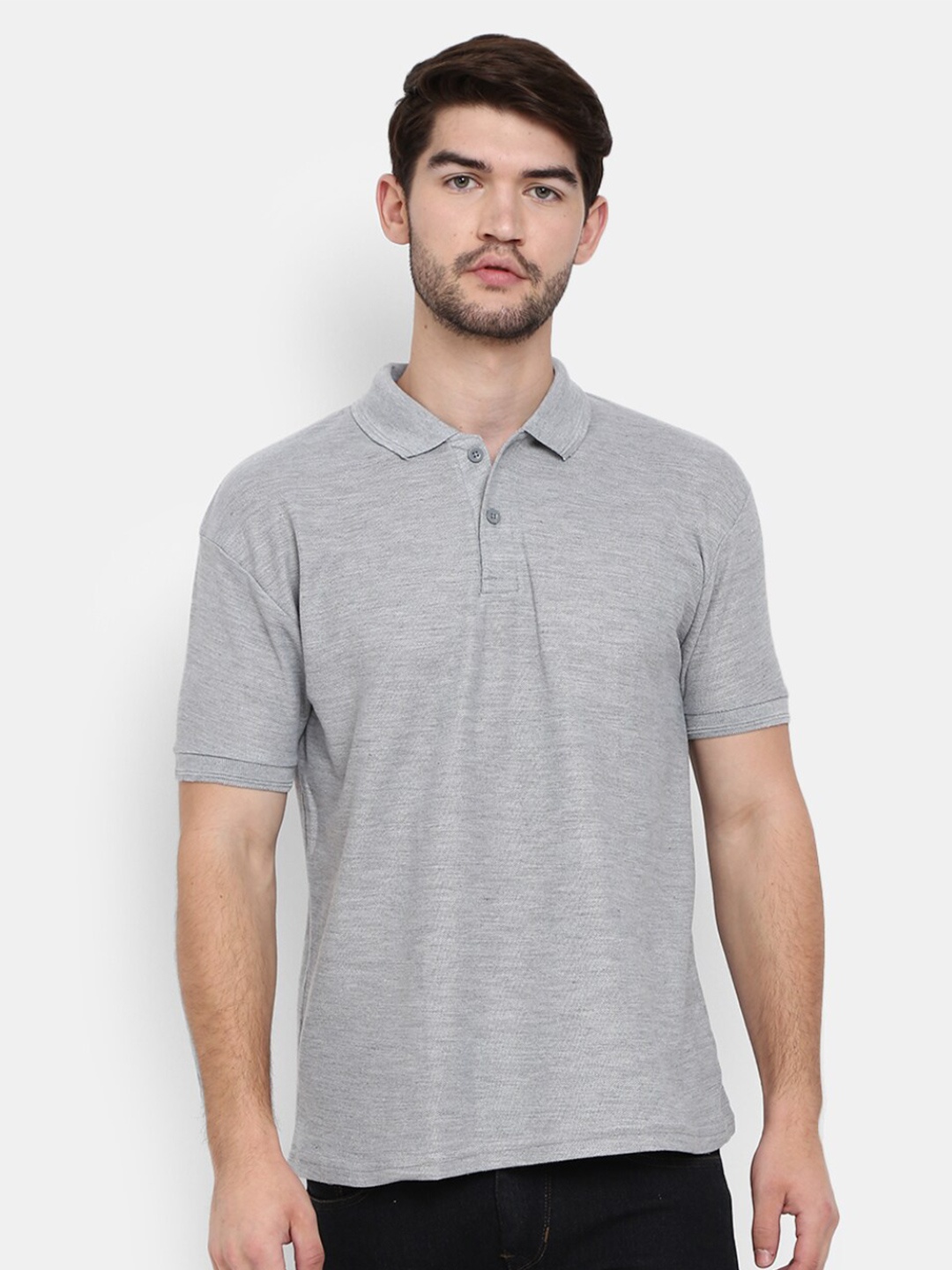 

V-Mart Polo Collar Slim Fit T-shirt, Grey melange