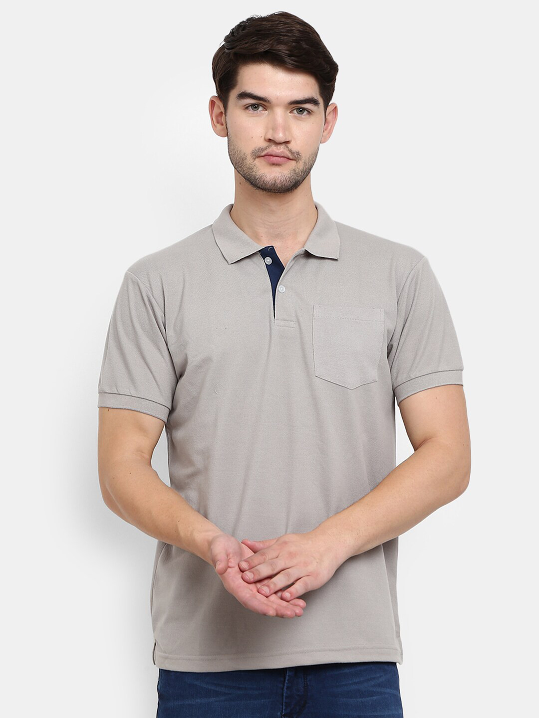 

V-Mart Polo Collar Cotton T-shirt, Taupe