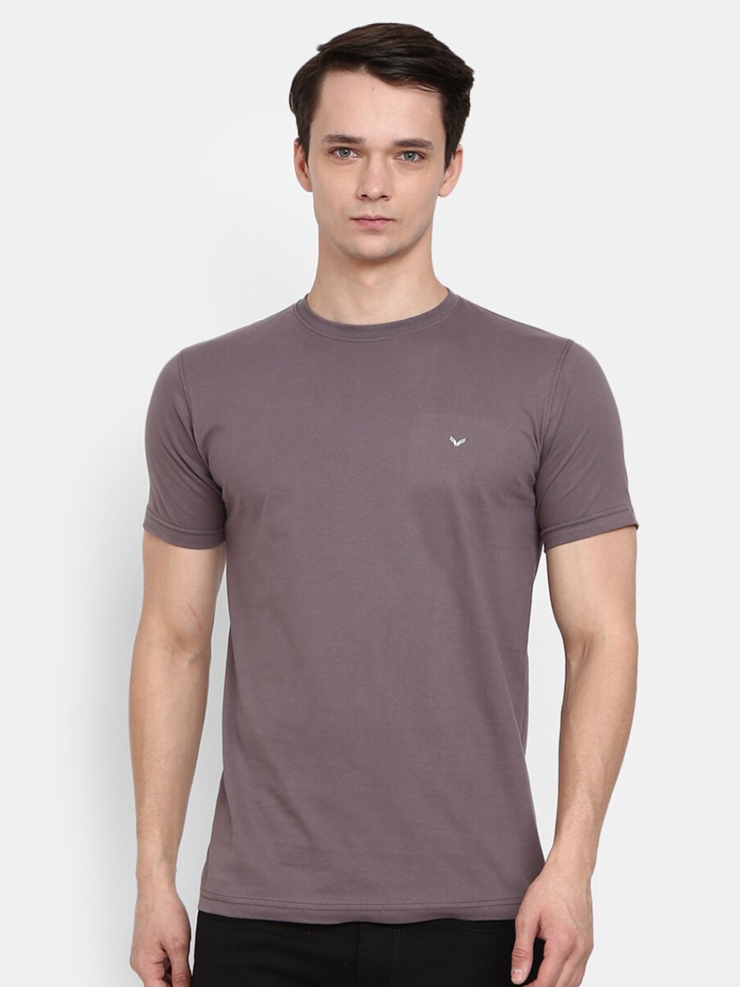 

V-Mart Round Neck Short Sleeves Cotton T-Shirt, Grey