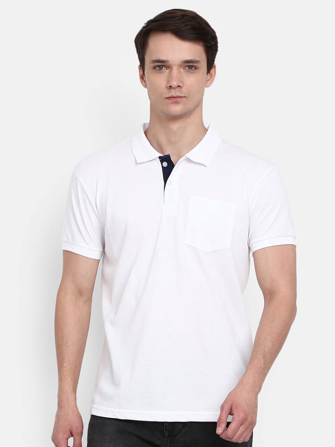 

V-Mart Polo Collar Short Sleeves Cotton T-shirt, White