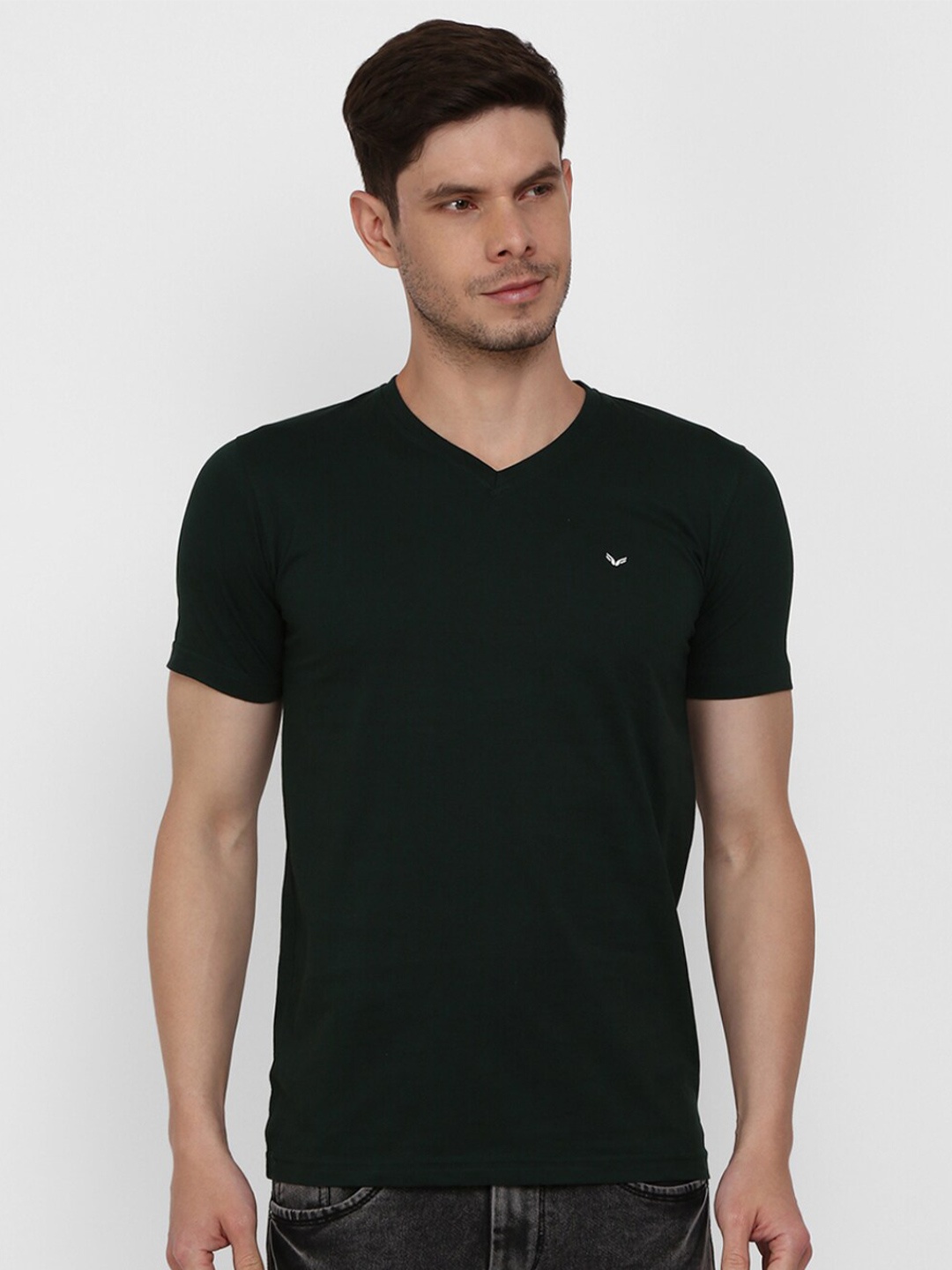 

V-Mart V-Neck Slim Fit Cotton T-shirt, Green