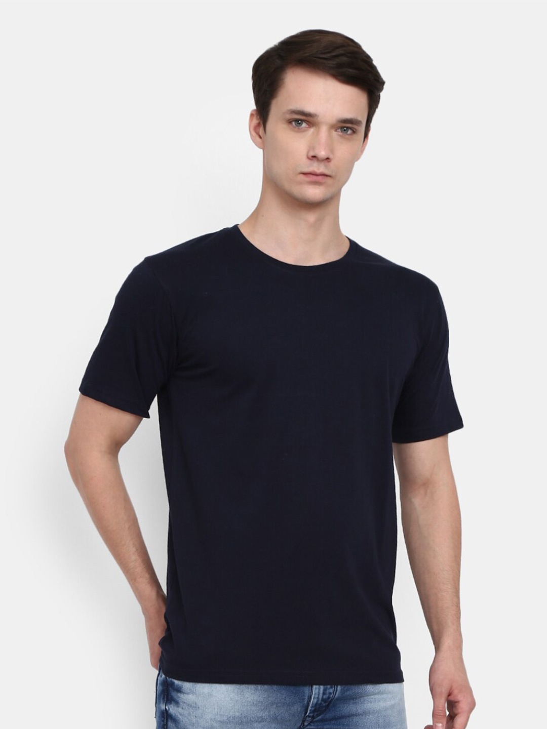 

V-Mart Round Neck Slim Fit T-shirt, Navy blue