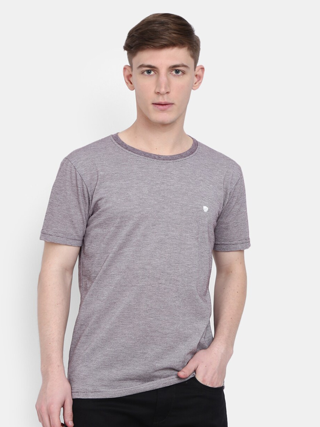 

V-Mart Round Neck Slim Fit Cotton T-shirt, Grey