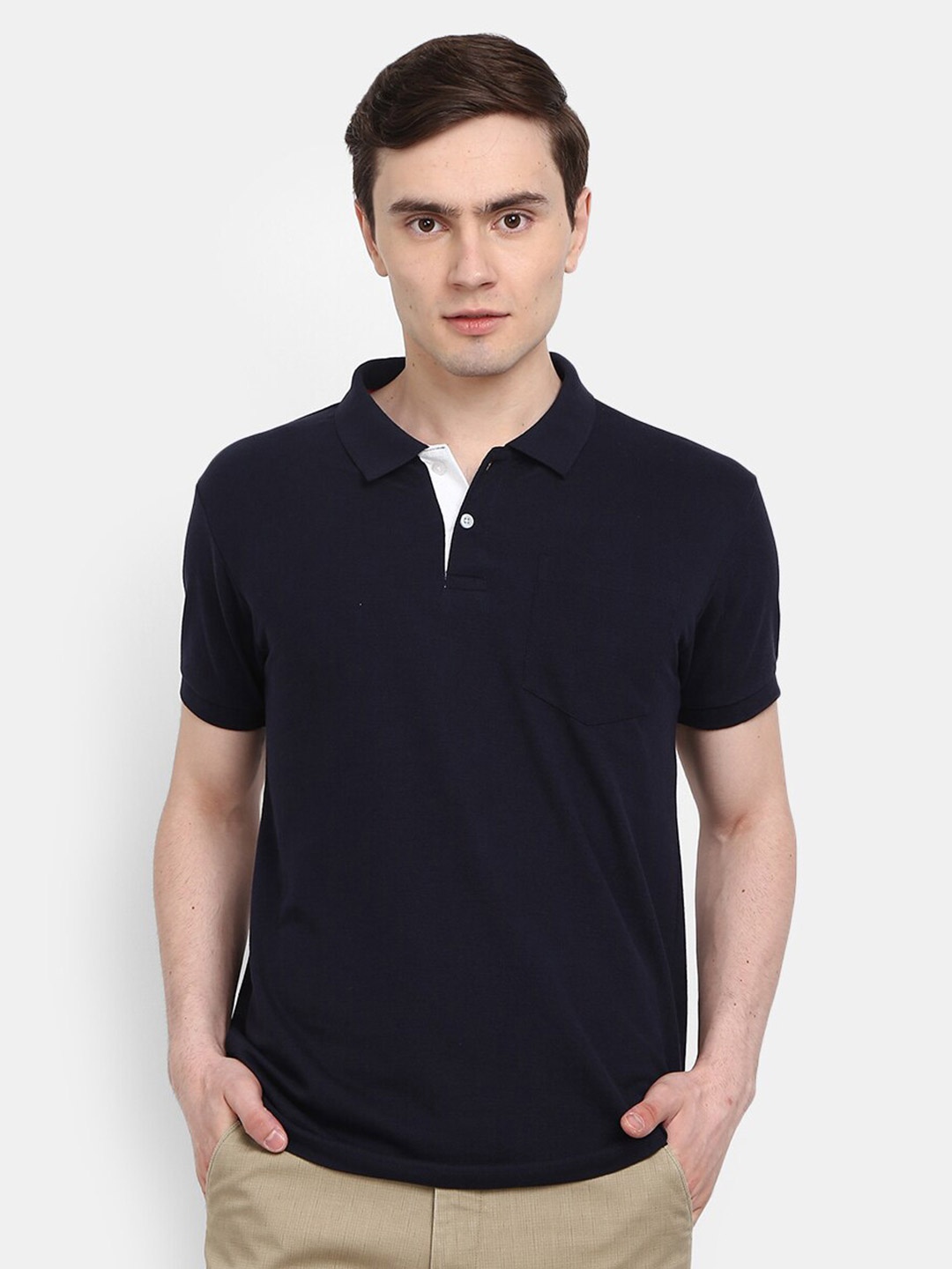 

V-Mart Polo Collar Cotton T-shirt, Black