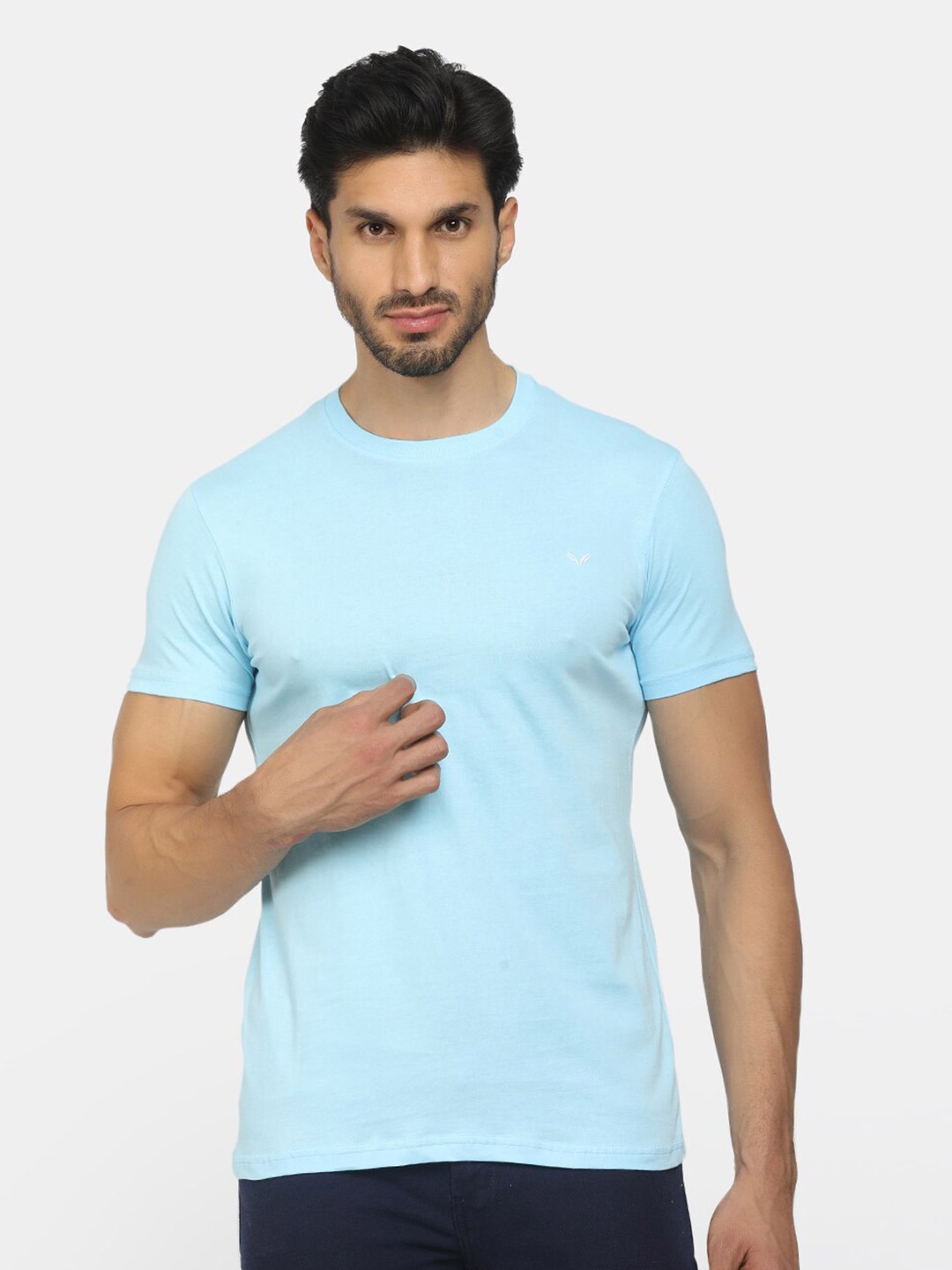 

V-Mart Round Neck Cotton Slim Fit T-shirt, Blue