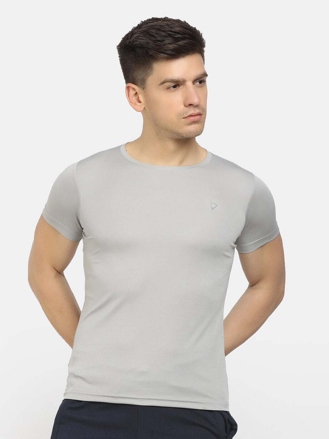 

V-Mart Round Neck Regular sleeves T-shirt, Grey