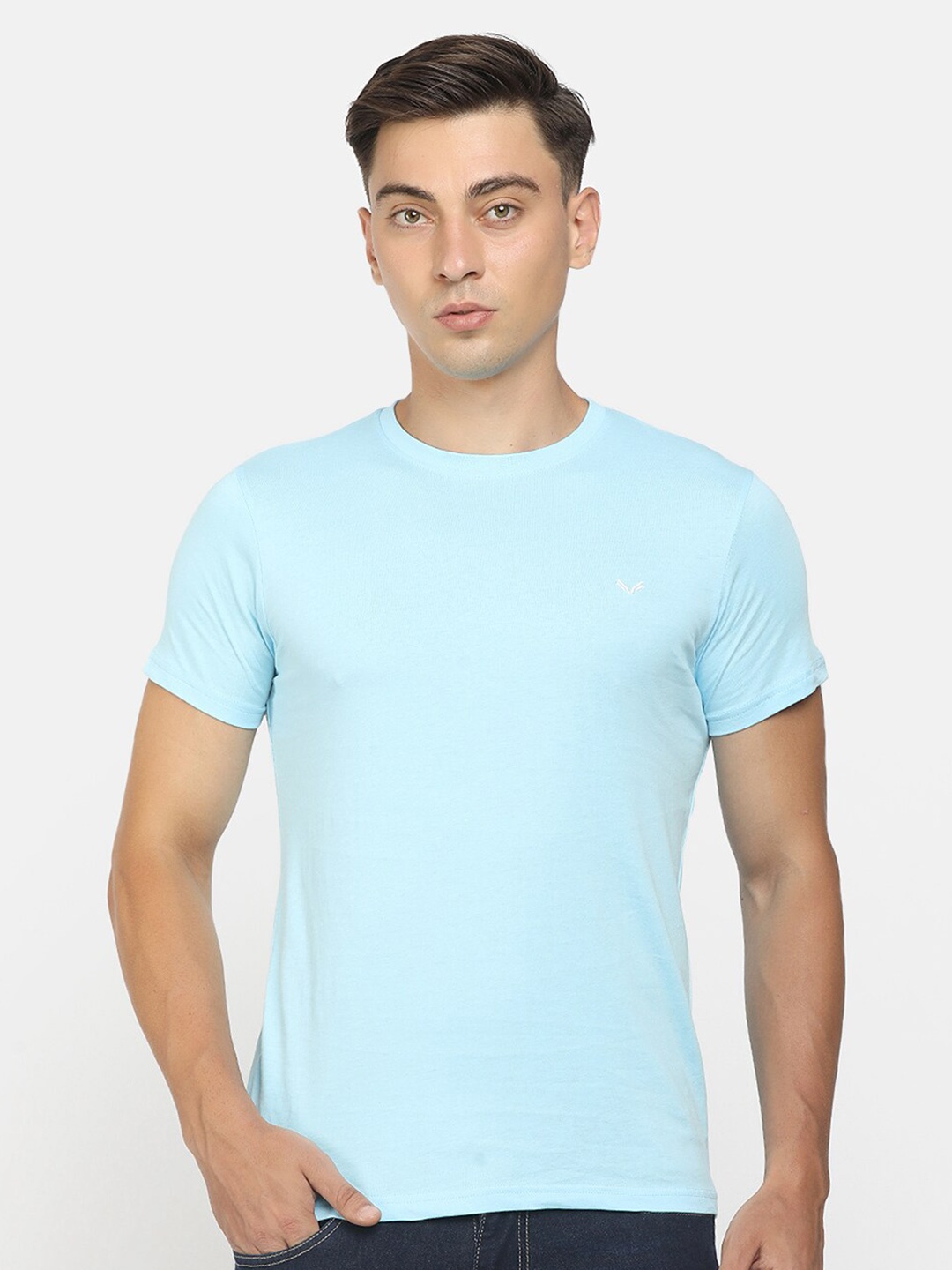 

V-Mart Round Neck Cotton Slim Fit T-shirt, Blue