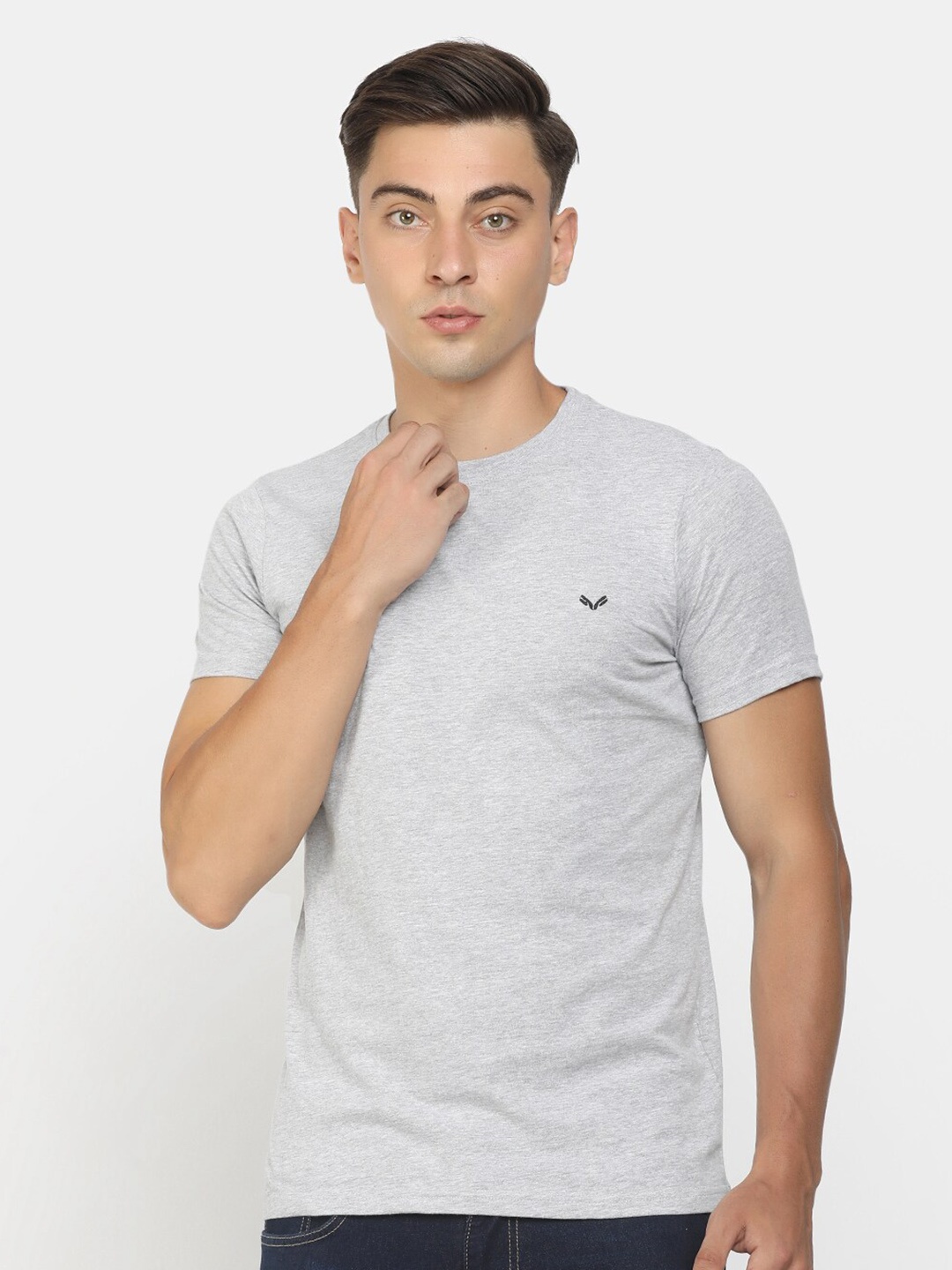 

V-Mart Round Neck Cotton Slim Fit T-shirt, Grey