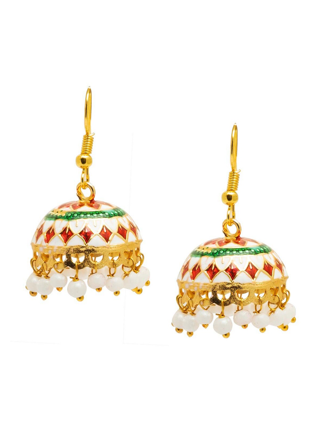 

Shining Jewel - By Shivansh Gold Plated Contemporary Jhumkas, White