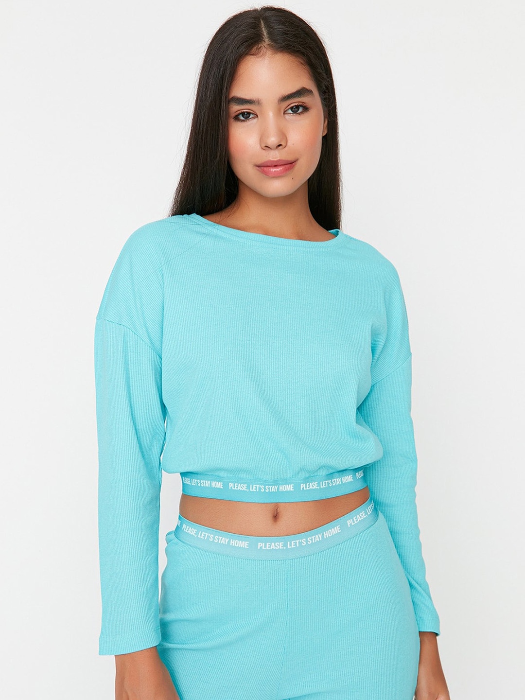 

Trendyol Round Neck Night Suit, Blue