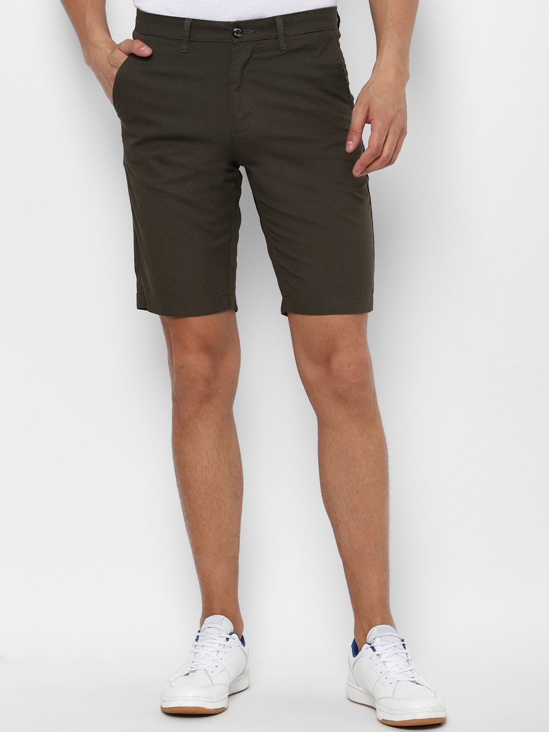 

Allen Solly Men Mid-Rise Slim Fit Pure Cotton Shorts, Olive