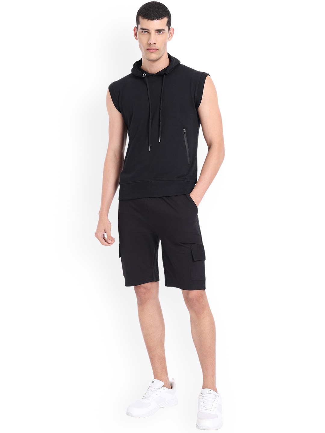 

NOBERO Hooded Sweatshirt & Shorts Co-Ord, Black