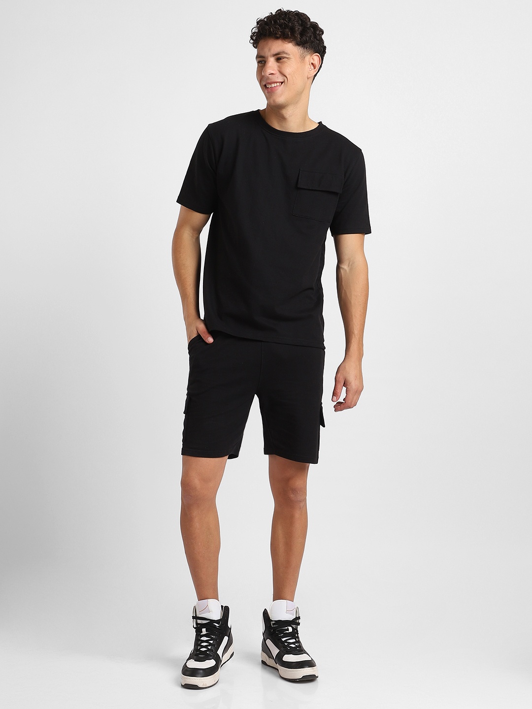 

NOBERO T-Shirt With Shorts Co-Ord Set, Black