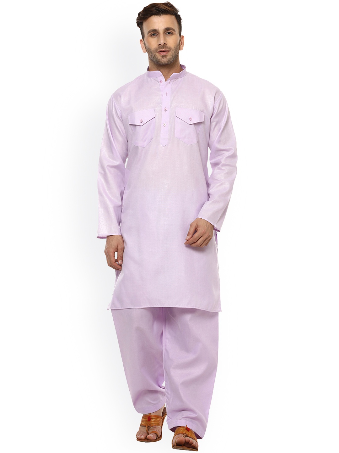 

Hangup Men Purple Solid Kurta with Salwar