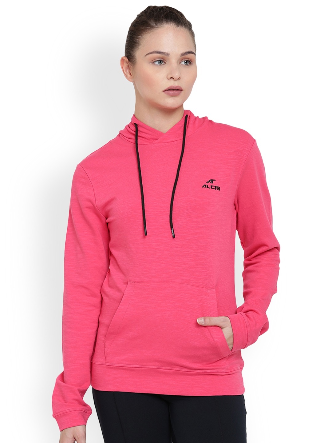 

Alcis Men Pink Solid Hooded Sweatshirt