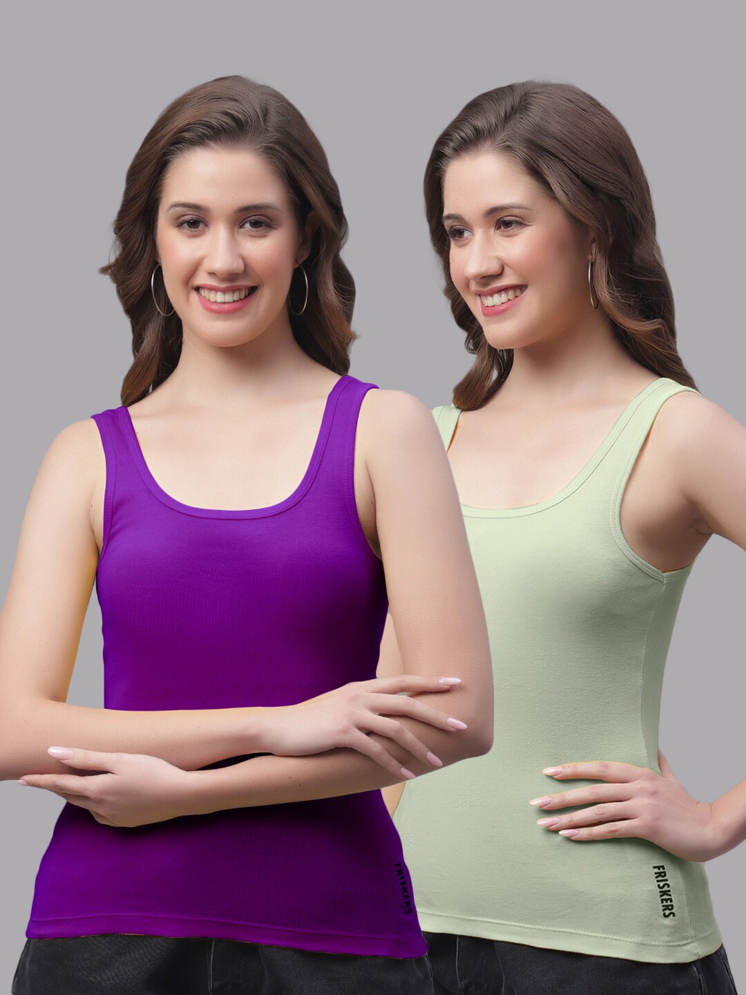 

Friskers Pack of 2 Sleeveless Cotton Sports Tank Top, Purple
