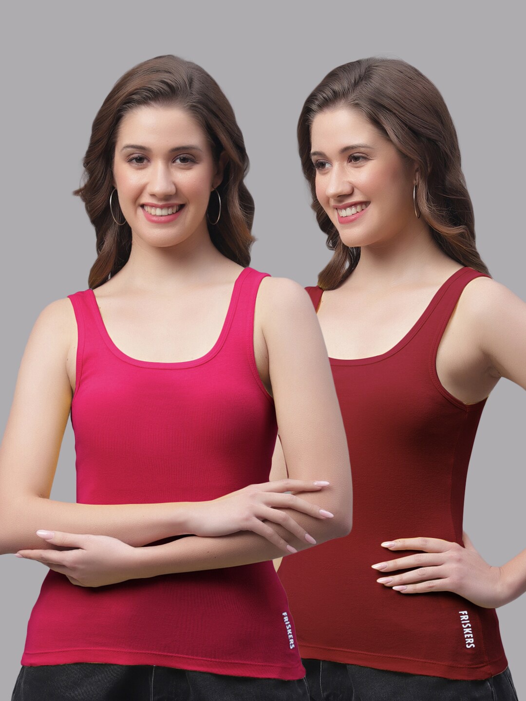 

Friskers Pack of 2 Sleeveless Cotton Sports Tank Top, Pink