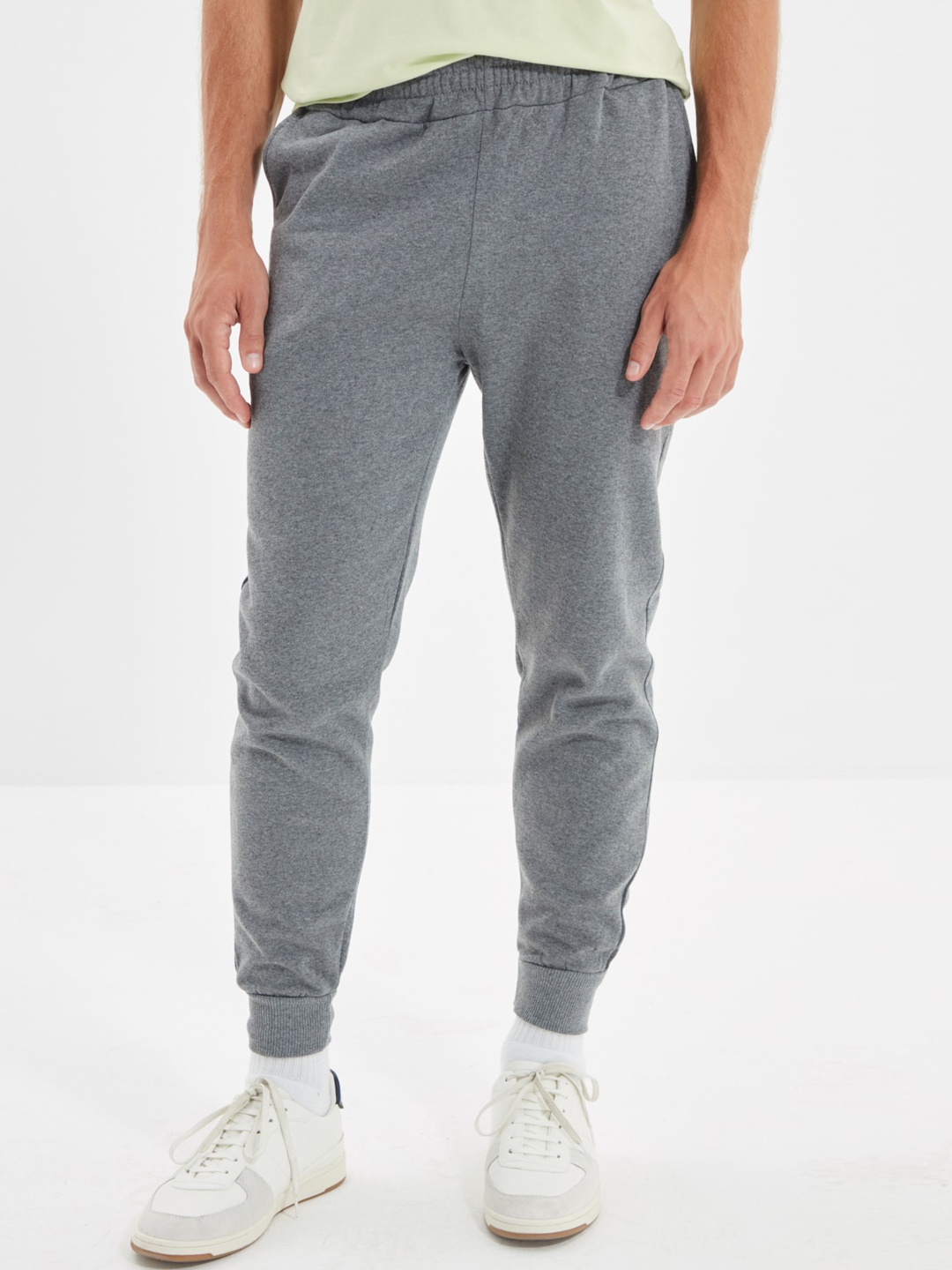 

Trendyol Men Cotton Joggers, Grey melange