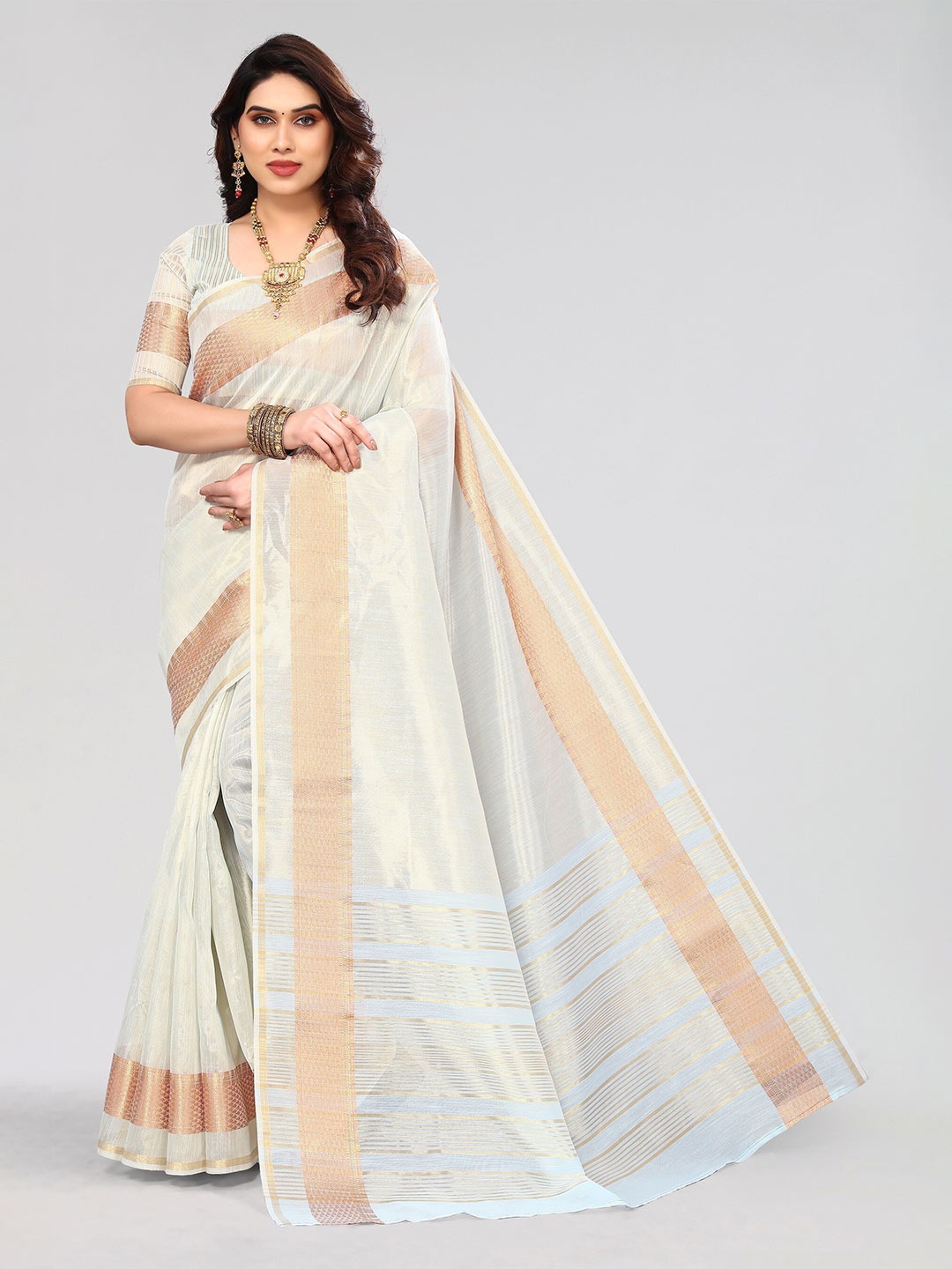 

Winza Designer Zari Banarasi Saree, Grey