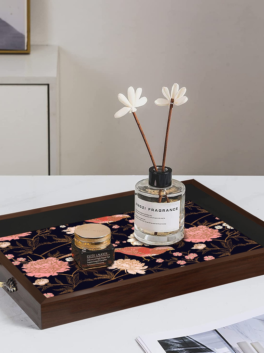 

PAPER PLANE DESIGN Brown & Blue Printed Wooden Serving Tray