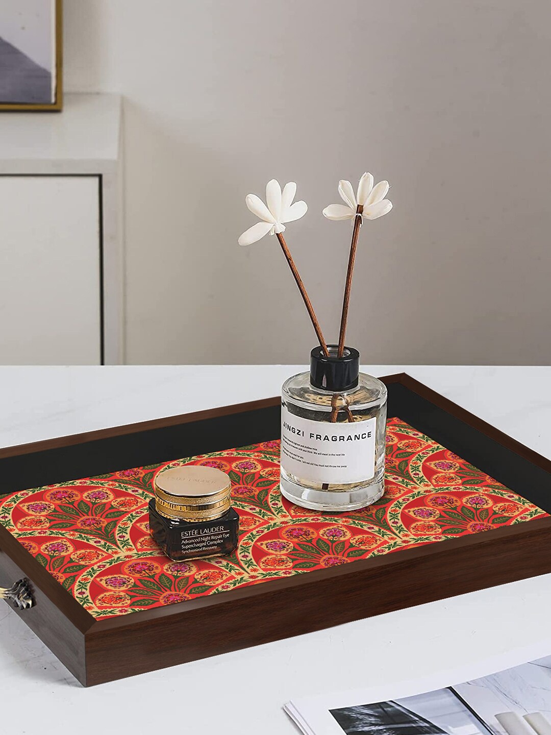 

PAPER PLANE DESIGN Brown & Red Printed Wooden Serving Tray