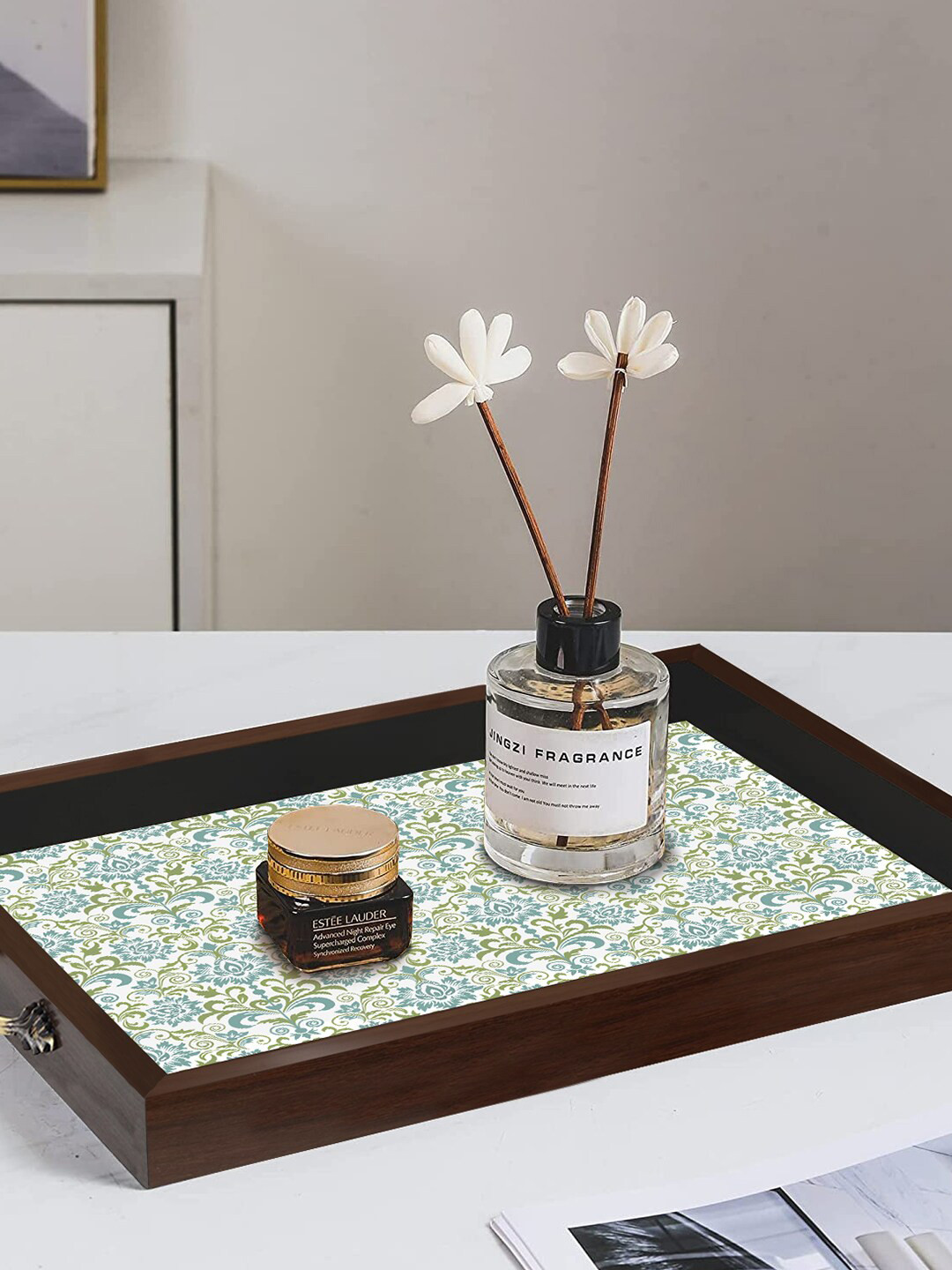 

PAPER PLANE DESIGN Brown & White Printed Wooden Serving Tray
