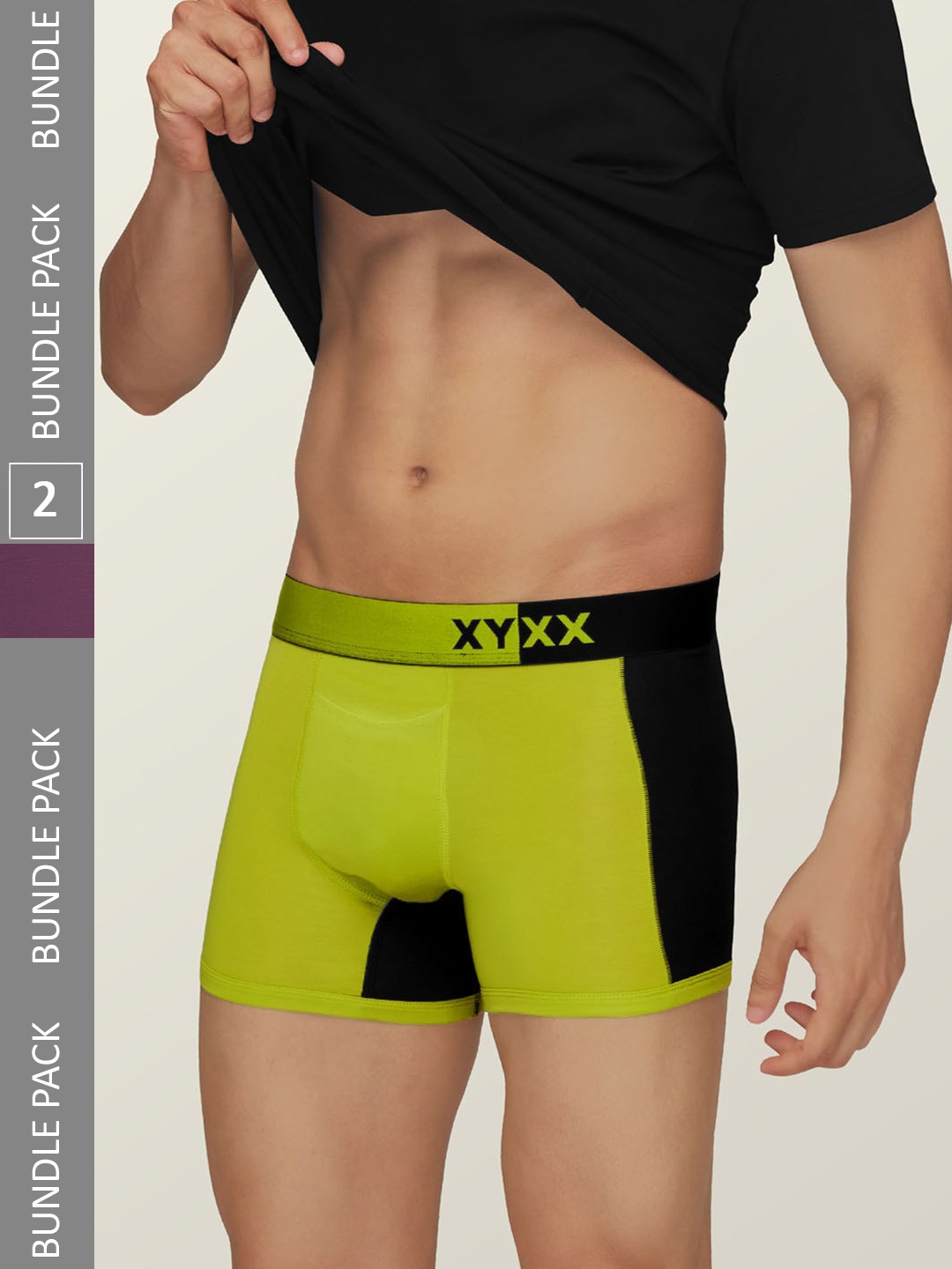 

XYXX Men Pack Of 2 Colourblocked Anti-Microbial Trunks XYTRNK2PCKN554, Green