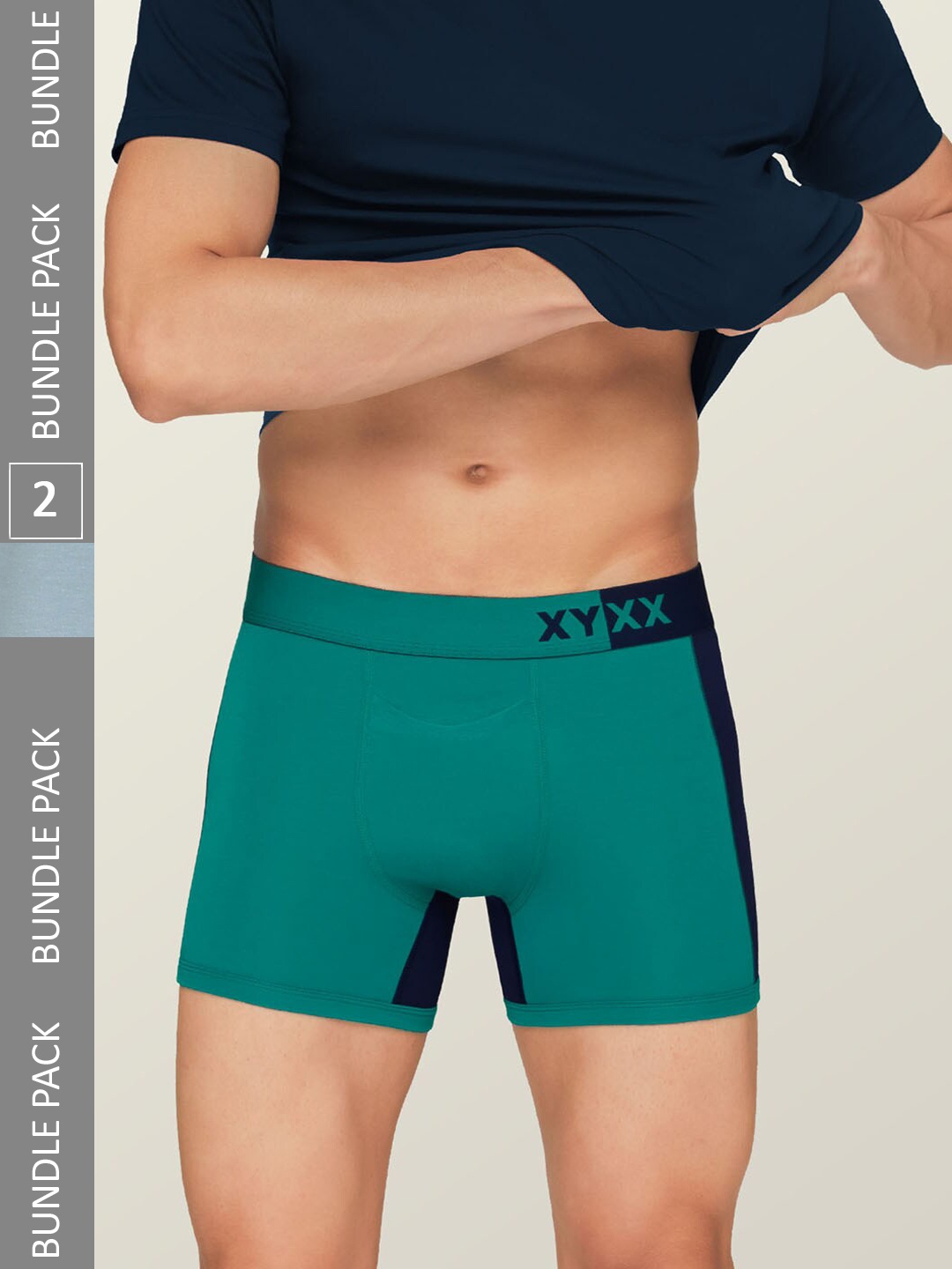 

XYXX Pack Of 2 Colourblocked Modal Antimicrobial Trunks, Blue