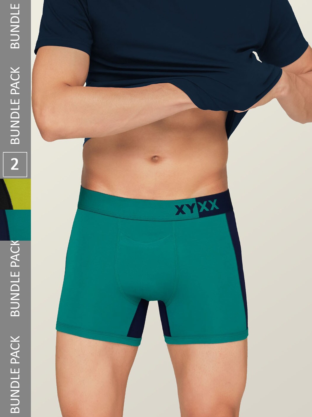 

XYXX Men Pack Of 3 Colourblock Micro Modal Antimicrobial Dualist Trunks XYTRNK3PCKN813, Teal