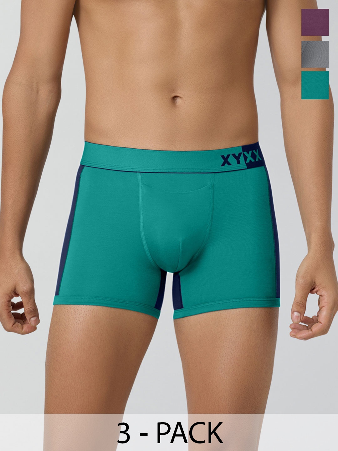 

XYXX Pack Of 3 Colourblocked Modal Antimicrobial Trunks XYTRNK3PCKN816, Grey