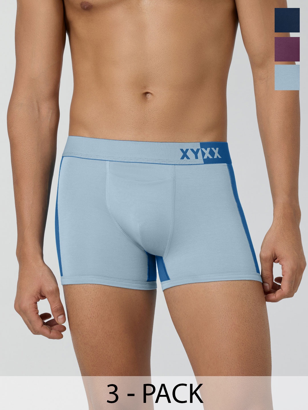 

XYXX Men Pack Of 3 Modal Antimicrobial Trunks XYTRNK3PCKN811, Blue