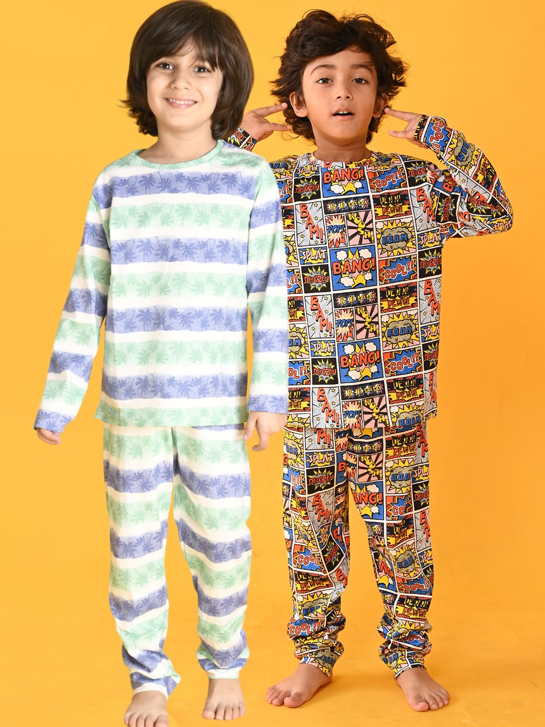 

Anthrilo Boys Pack Of 2 Conversational Printed Pure Cotton Night Suit, White