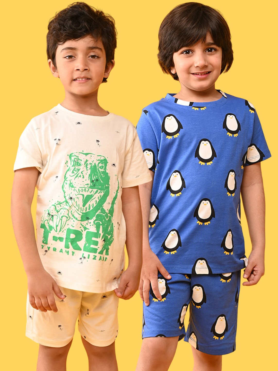 

Anthrilo Boys Pack Of 2 Conversational Printed Pure Cotton Night Suit, Blue