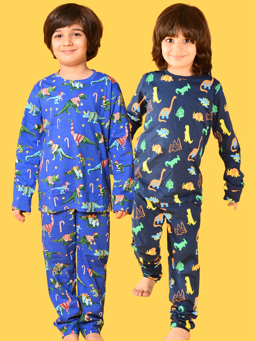 

Anthrilo Boys Pack Of 2 Conversational Printed Pure Cotton Night Suit, Blue