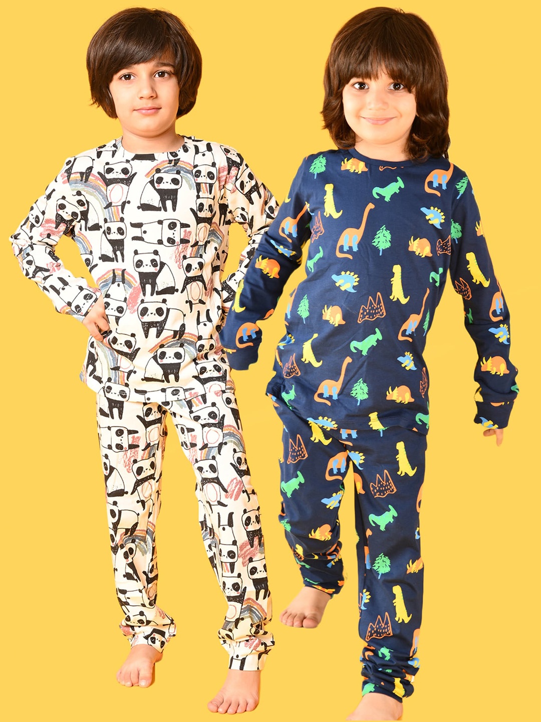 

Anthrilo Boys Pack Of 2 Conversational Printed Pure Cotton Night Suit, Blue